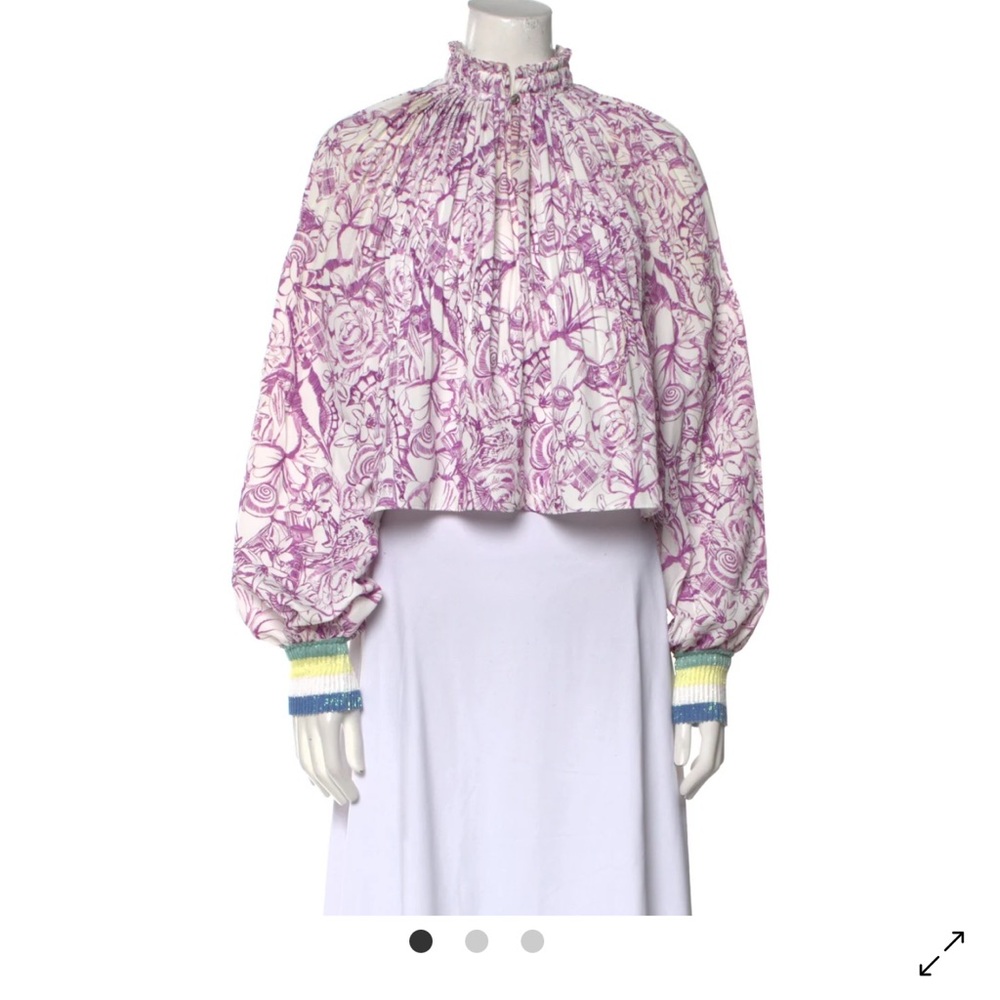 Tibi Lavender and White Floral Blouse